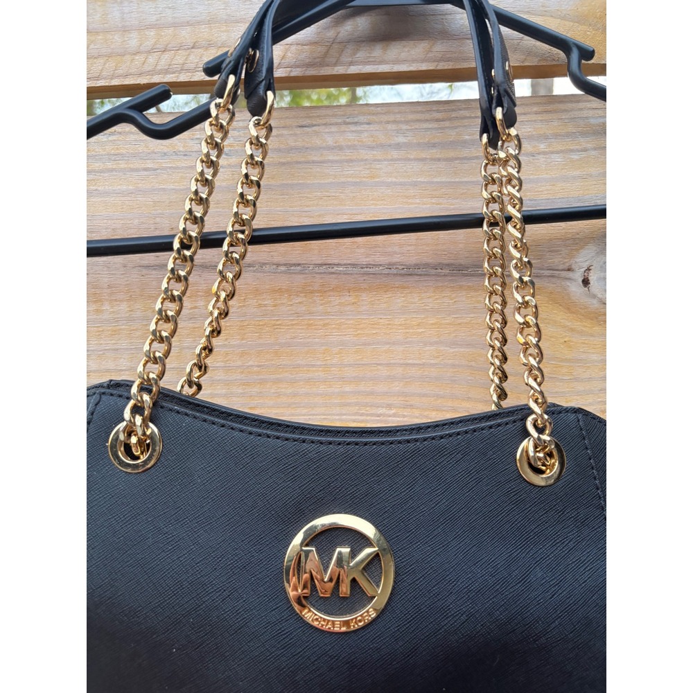 Michael Kors Jet Set East West Chain Tote Black Saffiano Leather Gold Hardware - Picture 3 of 9